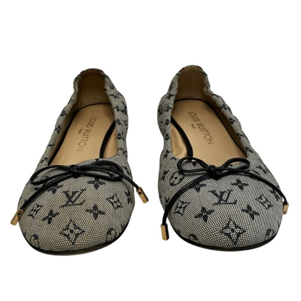 Louis Vuitton Mini Lin Debbie Ballet Bow Flats Navy Canvas EU 36.5 Monogram - Picture 4 of 10